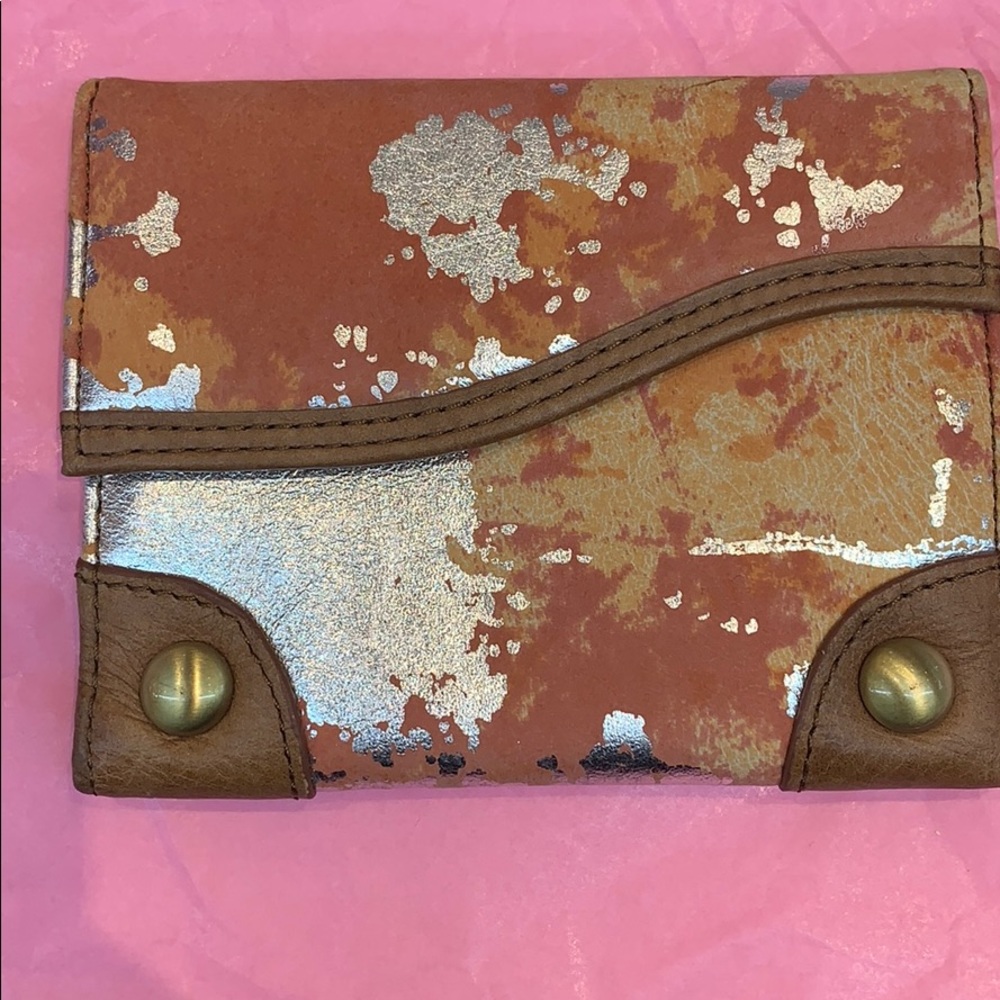 Suede tie dye and silver wallet